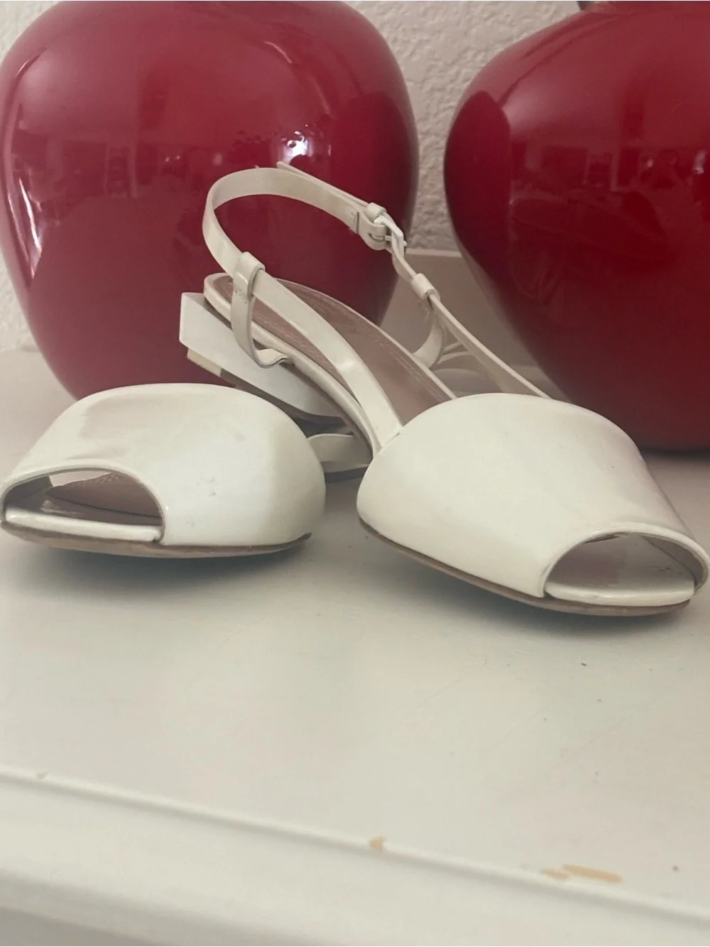 Tory Burch White Patent Open-Toe Slingback Sandals